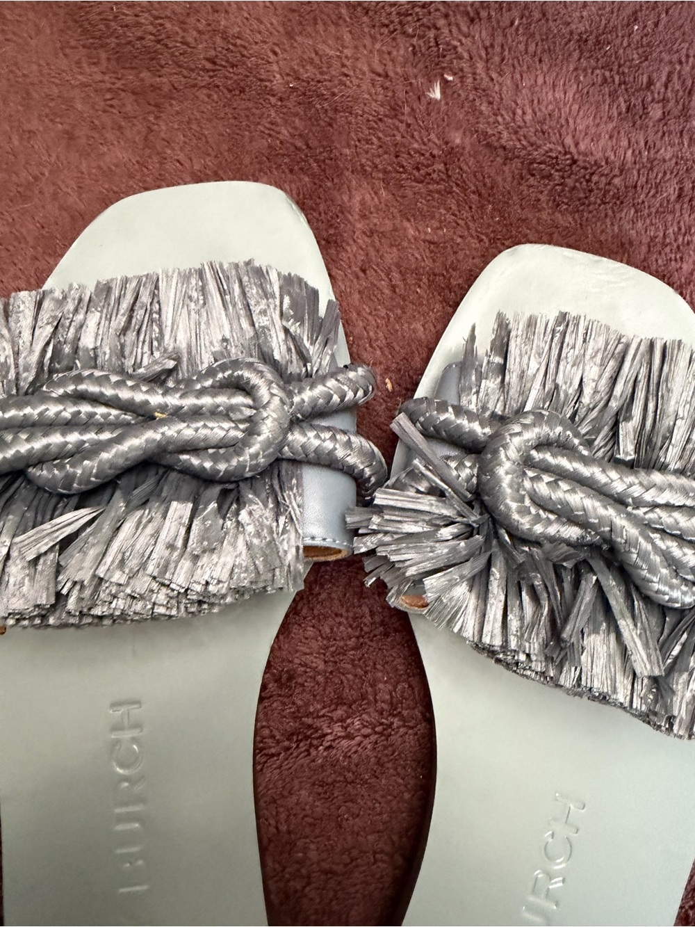 Tory Burch Light Gray Tassel Rope Slide Sandals - Picture 3 of 6